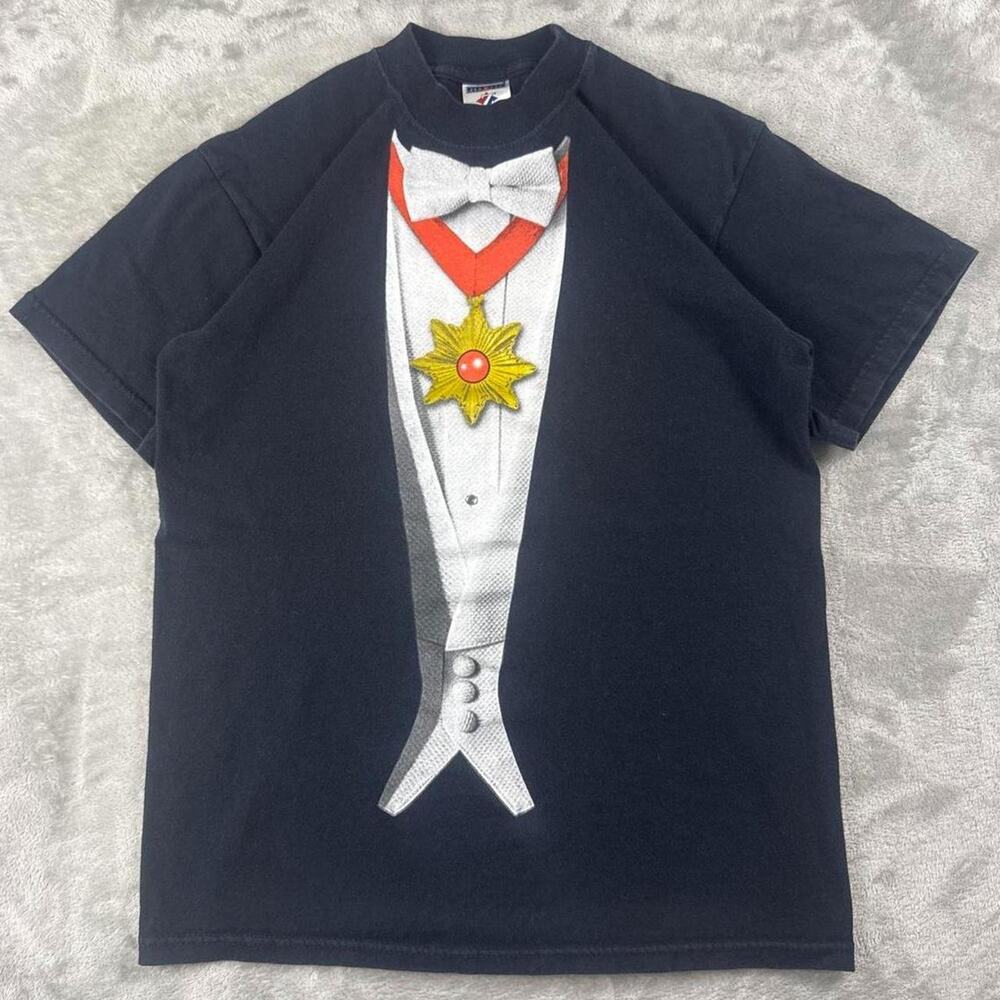 Vintage Jerzees Tuxedo Graphic T-Shirt Men’s Small Black Novelty Tee